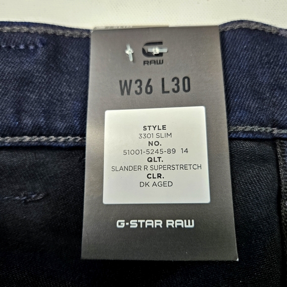 G-Star Raw Men's 3301 Slim Fit Jeans size 36/30 - Picture 9 of 12